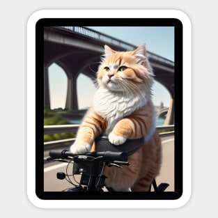 Cat on a Bicycle Sticker